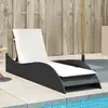 Image de vidaXL Chaise longue Résine tressée - Noir