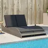 Image de vidaXL Chaise longue avec coussins gris - Résine tressée
