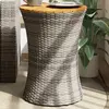 Image de vidaXL Table d'appoint tambour gris - Rotin et bois