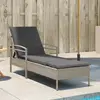 Image de vidaXL Chaise longue et coussin - Résine tressée Gris