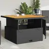 Image de vidaXL Table de jardin réglable en résine tressée - Noir et bois