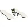 Image de vidaxl Chaises longues avec table - Résine tressée - Noir