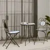 Image de VidaXL Ensemble de bistro mosaïque - Fer et céramique - Bleu et blanc