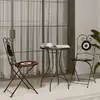 Image de vidaXL Ensemble de bistro 3 pcs - Mosaïque terre cuite et blanc