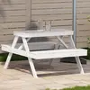 Image de vidaXL Table de pique-nique 105x134x75 cm - Bois Massif de Pin - Blanc