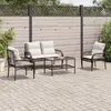 Image de VidaXL Salon de Jardin 4 pcs avec Coussins - Marron