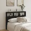 Image de vidaXL Armoire tête de lit avec LED noir 140x17x102 cm