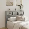 Image de vidaXL Armoire tête de lit avec LED gris béton 140x17x102 cm