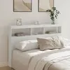 Image de vidaXL Armoire tête de lit avec LED blanc 160x17x102 cm