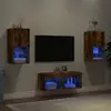 Image de vidaXL Meuble TV mural LED - 4 pcs - Chêne fumé