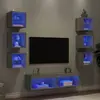 Image de vidaXL Unités TV murales LED 8 pcs - Gris sonoma