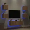 Image de vidaXL Ensemble de Meubles TV Muraux - Lumières LED - Chêne Sonoma