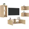 Image de vidaXL Meubles TV muraux - 4 pcs - Avec LED - Chêne sonoma
