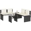 Image de vidaXL Salon de Jardin 4 pcs Noir Résine Tressée