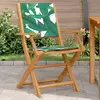 Image de vidaXL Chaises de jardin pliables avec motif - Acacia et tissu vert lot de 2