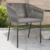 Image de vidaXL Chaises jardin lot de 2 avec coussins gris résine tressée