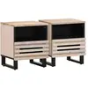 Image de vidaXL Tables de Chevet 2 Pièces - Bois de Manguier Massif Blanchi