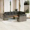 Image de vidaXL Salon de jardin avec coussins 11 pcs - Gris
