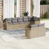 Image de vidaXL Salon de jardin 8 pcs avec coussins - Mélange beige résine tressée