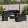 Image de Salon de jardin vidaXL 9 pièces - Résine tressée - Coussins noirs