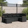 Image de vidaXL Salon 6 pcs avec coussins - Résine tressée noir