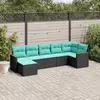 Image de vidaXL Salon de jardin 7 pcs avec coussins noir résine tressée