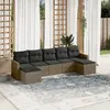 Image de Salon de jardin vidaXL 7 pièces - Résine tressée - Coussins gris