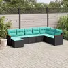 Image de vidaXL Salon de jardin 8 pcs avec coussins noir résine tressée