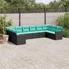 Image de vidaXL Salon de jardin 10 pcs avec coussins noir résine tressée