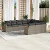 Image de vidaXL Ensemble de jardin 10 pcs avec coussins - Gris Résine Tressée