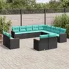 Image de vidaXL Salon de jardin avec coussins 13 pcs noir résine tressée
