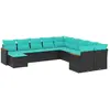 Image de vidaXL Salon de jardin 11 pcs avec coussins noir résine tressée