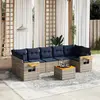 Image de vidaXL Salon de jardin 8 pcs avec coussins gris résine tressée