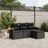 Image de vidaXL Salon de jardin 4 pcs - Résine tressée noir