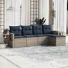 Image de vidaXL Salon de jardin 5 pcs avec coussins gris résine tressée