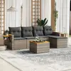 Image de vidaXL Salon de jardin 6 pcs avec coussins gris résine tressée