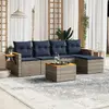 Image de vidaXL Salon de jardin 6 pcs avec coussins gris résine tressée