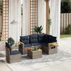 Image de vidaXL Salon de jardin 6 pcs avec coussins gris résine tressée