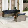 Image de vidaXL Salon de jardin 7 pcs avec coussins gris résine tressée