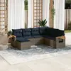 Image de vidaXL Salon de jardin 7 pcs avec coussins gris résine tressée