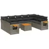 Image de VidaXL Salon de jardin 10 pcs - Coussins gris - Résine tressée