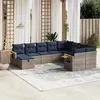 Image de vidaXL Salon de jardin 10 pcs avec coussins gris résine tressée