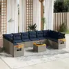 Image de vidaXL Salon de jardin 11 pcs avec coussins gris résine tressée
