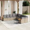 Image de vidaXL Salon de jardin 10 pcs - Résine tressée beige