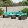 Image de vidaXL Salon de Jardin 11 pcs - Noir Résine Tressée