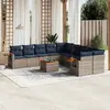 Image de vidaXL Salon de jardin 11 pcs avec coussins gris résine tressée