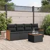 Image de vidaXL Salon de jardin 5 pcs avec coussins noir résine tressée