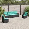 Image de vidaXL Salon de jardin 6 pcs avec coussins noir résine tressée