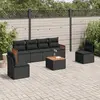 Image de Salon de jardin vidaXL avec coussins, 7 pcs - Noir - Résine tressée