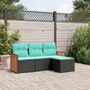 Image de vidaXL Salon de jardin 4 pcs avec coussins noir résine tressée